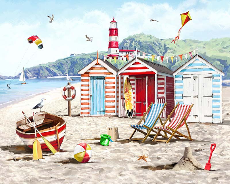 Beach hut paint by number