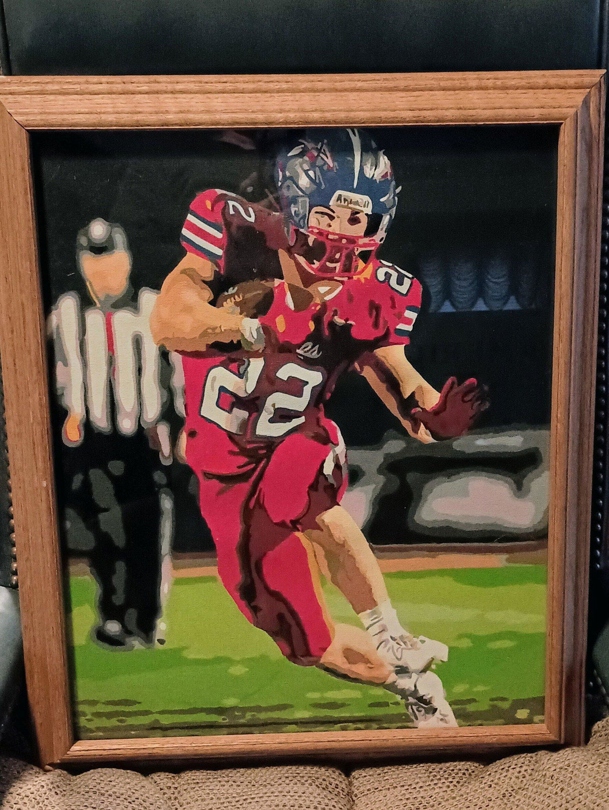 Mitchell's framed custom paint by numbers painting of a football player